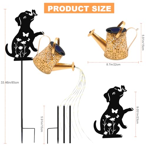 VOOKRY Solar Watering Can Lights Outdoor with Dog Silhouette Stake, Garden Gifts for Mom, Women & Garden Lovers Waterproof Metal Garden Lantern, Decorative Yard Patio Lawn Pathway Decor(1 Pack) by VOOKRY - Image 6