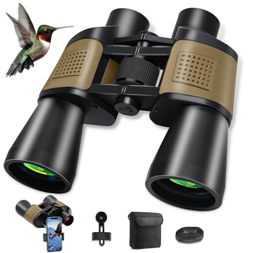 20x50 Fernglas für Erwachsene, HD Wasserdichtes Fernglas mit BAK4 Prisma & FMC Objektiv, Tragbares Teleskop für Vogelbeobachtung Fußball Reise Konzerte mit Smartphone Adapte