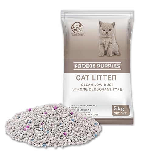 Image of Foodie Puppies Natural Bentonite Cat Litter Sand - 5kg with Lavender Fragrance for Cats and Kittens | Clean Low-dust Strong Deodorant Litter Tray Refill with Odor Controlling and Instant Clumping
