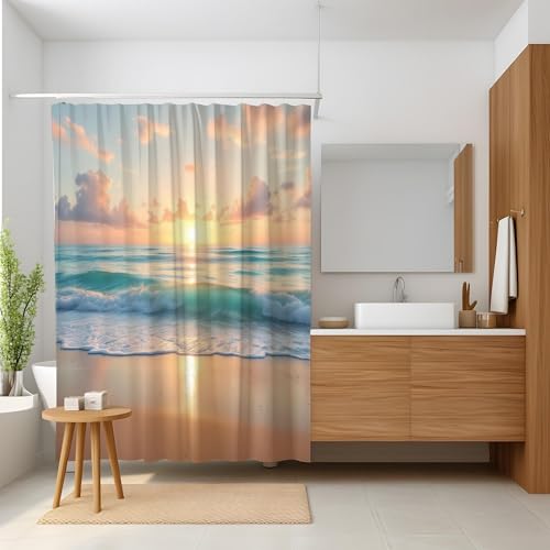 Rideau de douche coucher de soleil étanche et lavable en machine - 3