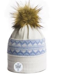 Bonnet femme Onova en maille jacquard premium avec pompon doux