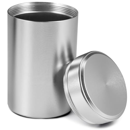 Swsdee Aluminium-Aufbewahrungsglas - Stabile Stash Metall Dose, Aufbewahrungsbehälter für Gewürze, Kaffee und Tee Portable Airtight Container Bottle(140ml, ø55x92mm) (Silber)