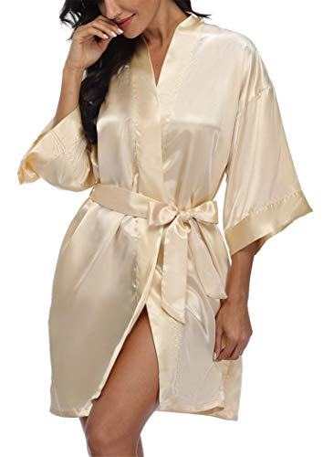Image of Giova Women Bridal Robe for Bride and Bridesmaid Getting Ready Wedding Party Bathrobe