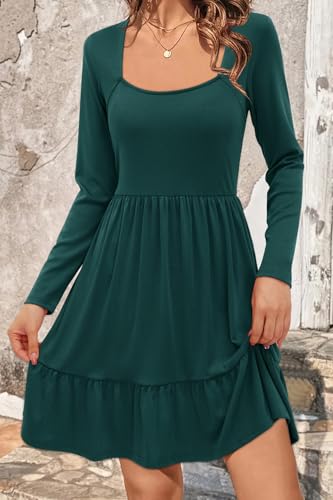 Image of Newshows Women's 2026 Summer Casual Square Neck Ruffle A Line Beach Vacation Sundress Work Business Dress with Pockets