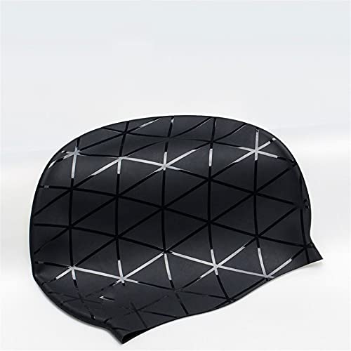 Gorro de natación 3D elástico profesional de gel de sílice, impermeable, protección auditiva, para adultos, hombres y mujeres, pelo largo, cubierta para piscina