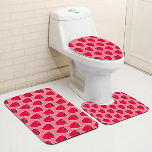 Sommer Obst Cool Style Badezimmer Dekorativ 3 Stück Set rutschfeste Matte Toilettensitzbezug Badteppich Zubehör L1 50x80 cm