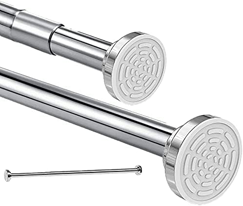 HIKENRI Shower Curtain Rod extendable(21-33 Inch), Non-Slip, Never Rust, Tension Curtain Rod, No Drilling,304 Stainless Steel, Never Collapse,for Bathroom,Kitchen, Garderobe
