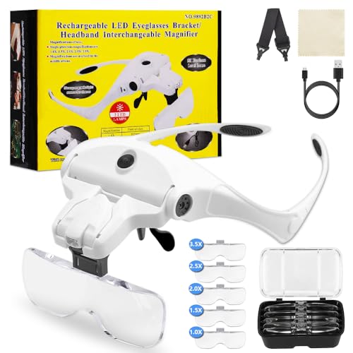 Oftálmicos Caballero, Lupa para Montaje en Cabeza con Luz LED, Montaje de Cabeza Multifuncional LED, Lupa Montadas en La Cabeza Manos Libres, Lupa de Cabeza Saudi Spectacles Head...
