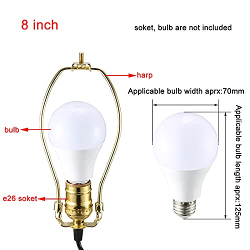 Image of uxcell Lamp Harp Holder 8 Inch Brass for Table and Floor Lamps 2Pcs