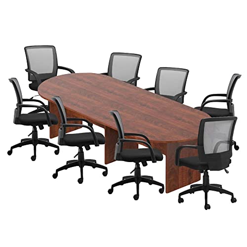 Gof 6Ft, 8Ft, 10Ft Conference Table Chair (G10900B) Set, Cherry, Espresso, Mahogany, Walnut, Artisan Grey (10Ft With 8 Chairs, Dark Cherry) #TOP1