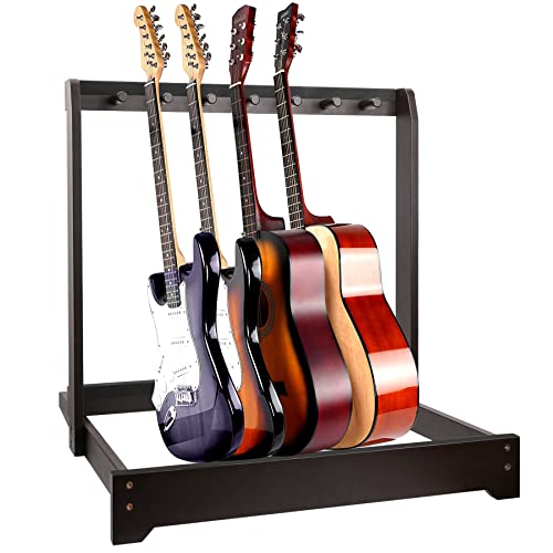 Purbambo Guitar Stand For Multiple Guitars, Bamboo Guitars Display Rack, Home Studio Guitar Holder For 3 Acoustic Guitars, 6 Electric Guitars Or 6 Basses #TOP13