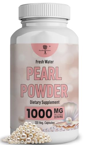 Pearl Powder Supplement for Skin Health - Anti-Aging Antioxidant & Collagen Production - Healthy Eyes Hair & Nails Supports Immunity Mood and Sleep - With Calcium & Amino Acids 120 capsules 1000mg