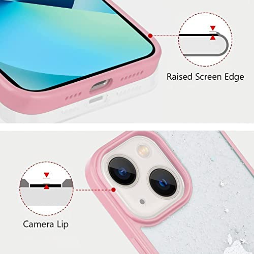 Image of MIDOS Silicone Back Cover Compatable With iPhone 13 Case For Girls Clear Transparent Star Bling Cute Sparkly Glitter Case For iPhone 13 (Pink)