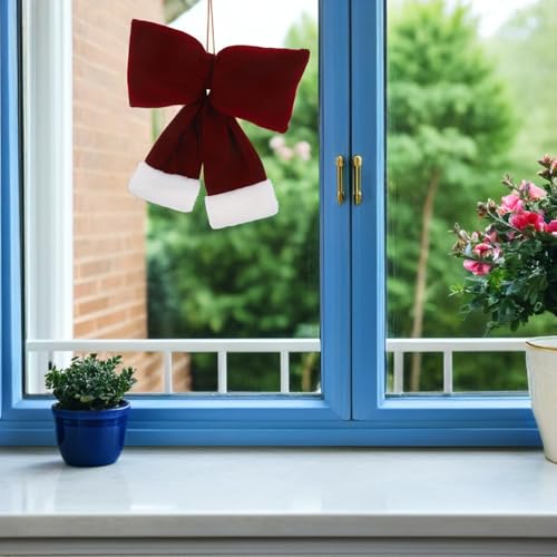 Lazos navideños de terciopelo rojo KONTONTY pack de 3 para árbol 6