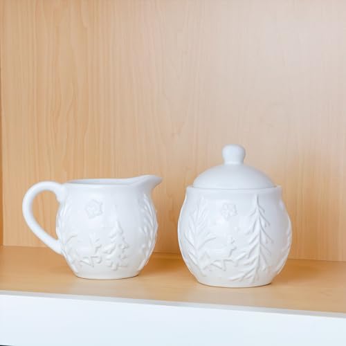 image for AuldHome Design AuldHome Reindeer Christmas Cream and Sugar Set; Ceram