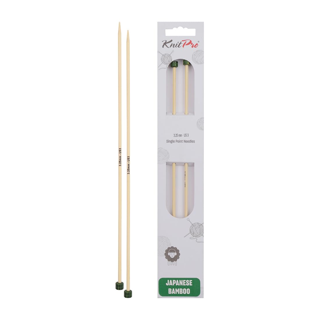 KnitPro Bamboo Single Pointed Needles 13" (33cm) | 3.25mm