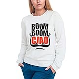 Modelo: Sudadera Mujer Fanta Universe Boom Boom Ciao - Sudadera Mujer - 50% Algodón (L, Blanco)