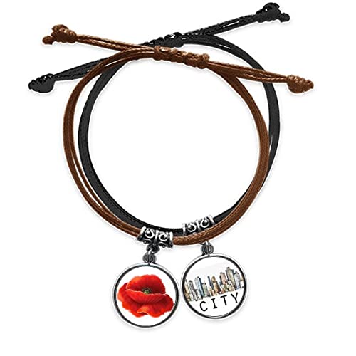 Bracelet rouge fleurs de maïs l'art de la peinture en corde et cuir Sidi ajustable anti-usure