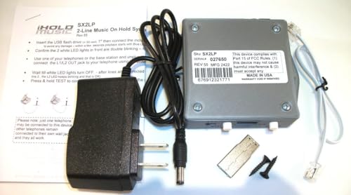 iHold 2LP 2-Line Music On Hold device | Small Business Music On Hold for all PBX or regular 1 to 4 Line telephones | USB, mp3 | easy Setup.