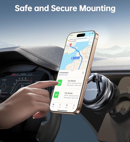 Image of Coolpow【Newest Vacuum Magnetic Phone Holder for Car Phone Holder Mount【Movable Vacuum Suction】 Magsafe Car Mount Cell Phone Holders for Your Car Accessories for Women Men for iPhone 17 16-red