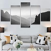 SIGNWIN 5 Panel Canvas Wall Art Monochromatic Mountains for Home Decorations Ready to Hang - 60