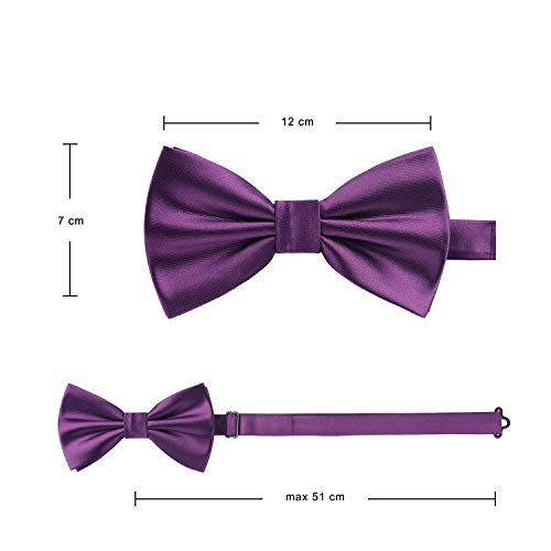 Image of HISDERN Bow Ties for Men Solid Color Pre-Tie Bow Tie and Pocket Square Set Classic Formal Tuxedo Bowties for Wedding Party