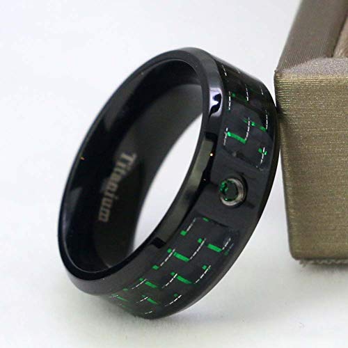Ringheart 2 Rings His And Hers Couple Rings Black Gold Filled Womens Wedding Ring Sets Princess Cut Green Cz Titanium Steel Mens Ring #TOP3