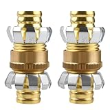 NEBBLE 3/4' Metal Clinch Hose Repair Set, 2 Pack Brass Garden Hose Mender Kit, Heavy-Duty Leak-Free Female & Male Hose End Repair Fittings for Garden Hosepipe, Irrigation & Sprinkler