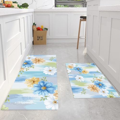 Alfombras de cocina para pasillo de diseño elegante tapetes lavables con base de silicona 5