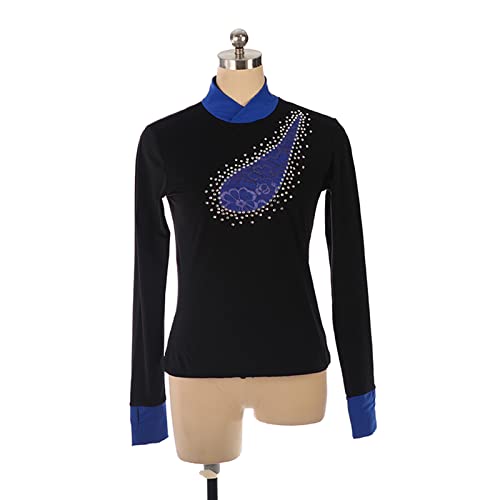 Tops de treinamento de patinação artística, elegante costura de náilon rendas strass adultos criança