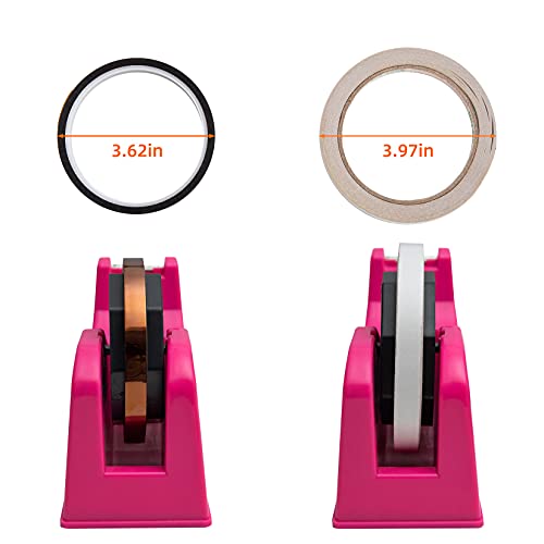 Desktop Tape Dispenser Adhesive Roll Holder (Fits 1" & 3" Core) with Weighted Nonskid Rose red image 4