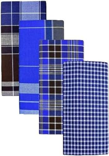 Image of RAGINI V STITCHED LUNGIES Cotton Lungis for Men,(Multi Colour)||Assorted Checks or Colors 2 Meter (Pack of 4)