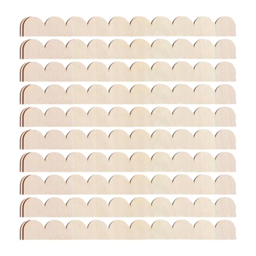 BLWOTMOR 10 Piezas de Tiras de Madera Festoneadas con Borde Ondulado, Tiras de Madera Sin Acabado para Manualidades, Bordes para Estantes, Armarios Y Puertas, 40 Cm X 4 Cm X 0.25