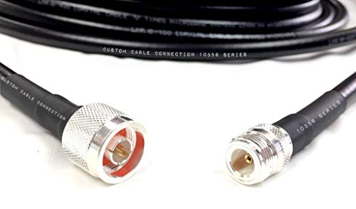 Custom Cable Connection 25 Foot LMR-400 N Male to N Female Extension Times Microwave LMR400 50 Ohm Coax Low Loss Antenna Cable for Ham Radio, WLAN, CB Radio and WiFi Antenna Feeders