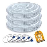 POWERTEC 2-1/2' x 20' PVC Dust Collection Hose with 5pcs Stainless Steel Key Hose Clamps for Table Saw, Band Saw, Router Table, Belt Sander, Woodworking and Wood Shop Dust Collection System (70468)