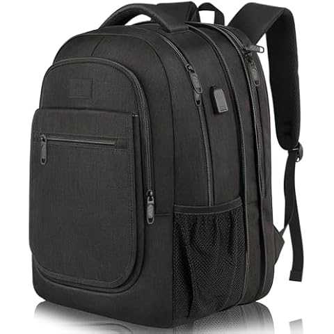 MATEIN Travel Backpack for Men, Expandable Laptop Backpack with USB Charging Port,Anti Theft Business Computer Bag Water Resistant College School Bookbag Gifts for Men Women Fit 15.6 Inch Laptop,Black Cover