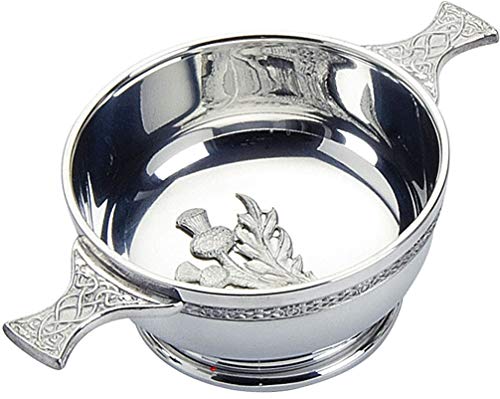 I LUV LTD Scottish Quaich Celtic Handles Embossed Thistle 4
