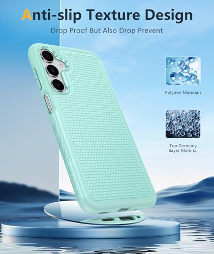 Image of FNTCASE for Galaxy A17 /A16 5G Phone Case - Samsung A17 Military Grade Drop Protection, 14ft Drop Tested, Screen Protector Included, Anti-Slip Textured, TPU+PC Dual Layer Shockproof Cover Mint Green