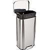 Amazonベーシック ゴミ箱 30L(30リットル) ソフトクローズ 静音 ふた付き ペダル付き スチール製 サテンニッケル おしゃれ 長方形