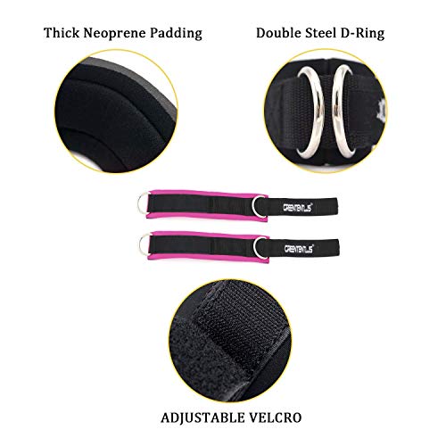 Greententljs Gym Ankle Straps for Cable Machines - Fitness Padded Ankle Cuffs Leg Strap Attachment Workout - Home Cable Kickbacks for Glute Exercise with Carry Bag (1 Pair,Rose Pink)