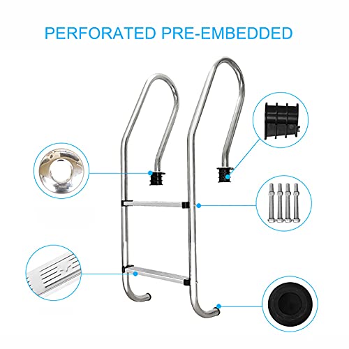 Escalera para piscina de acero inoxidable 2 peldaños antideslizante miniatura 2