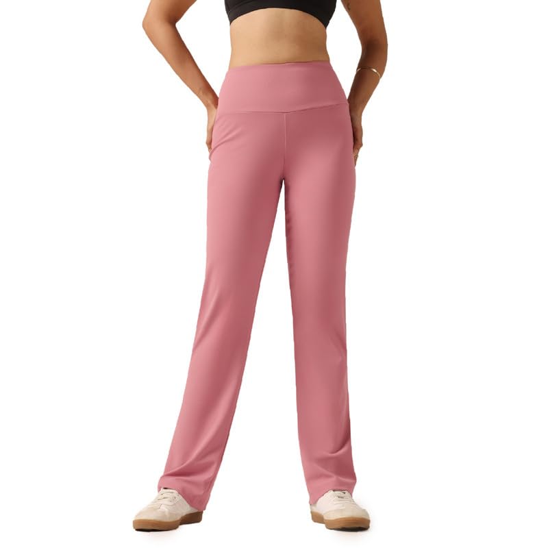 Image of BlissClub Women's Ultimate Straight Pants - Lite, High Waist Formal Trousers with Wide Waistband, Tall (for Women Above 5'5 ft)