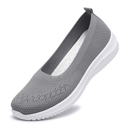 Women's Athletic Walking Shoes Slip On Mesh Knitted Flats Lightweight Athletic Casual Gym Non Slip Sneakers Low Top Tennis Workout Shoes Ultra Light for All Day Wear