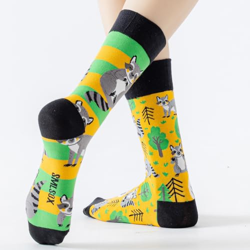 Image of 2 Pairs Cartoon Animal Crew Socks Fun Cotton Mid Calf Socks for Women
