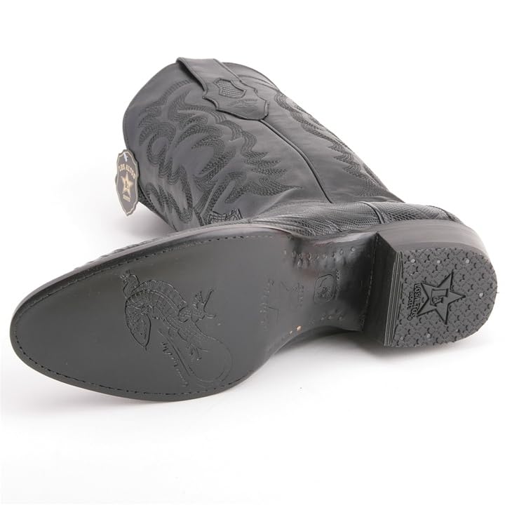 Image of Genuine Lizard Teju Black Round Toe Los Altos Men's Western Cowboy Boot 650705 (11 D)