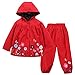 TURMIN Kinder Regenjacke Jungen Mädchen Regenanzug Regenbekleidung Wasserdichte Kinderjacke Baby Kleinkind Winddichte Jacke Regen Poncho, Rot, 110(2-3 Jahre)