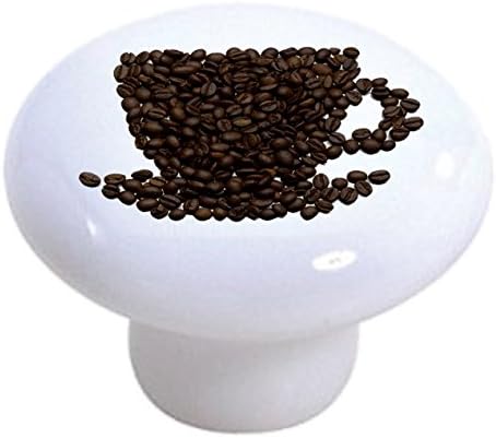 Set of 2 Beans Coffee Cup Ceramic Cabinet Drawer Knobs