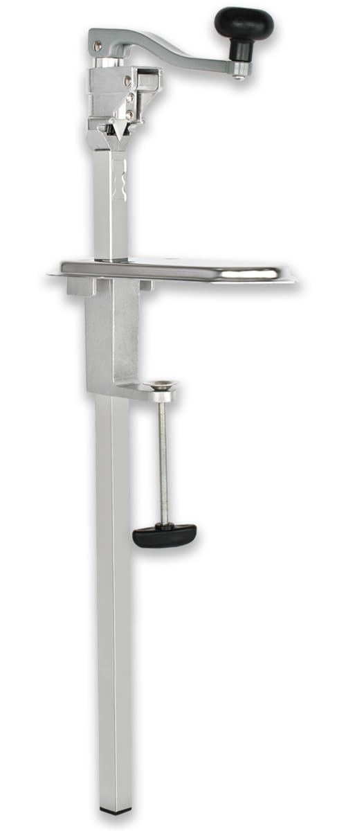 Beeketal 'BDÖ-75' Profi Gastro Tischdosenöffner für bis zu 50 cm hohe Dosen, mit Schneidemesser aus gehärtetem Stahl und Tisch Befestigungszwinge, Dosenöffner mit manueller Handkurbel und Drehknauf
