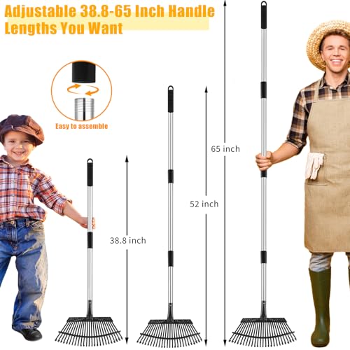 Fabulas RAKES-A1 Rake For Leaves, 65 Inch Adjustable Long Handle Garden Leaf Rake thumb #1