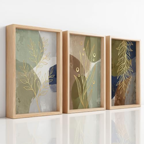 Impression sur toile botanique lot de 3 affiches dorées 40x60 cm